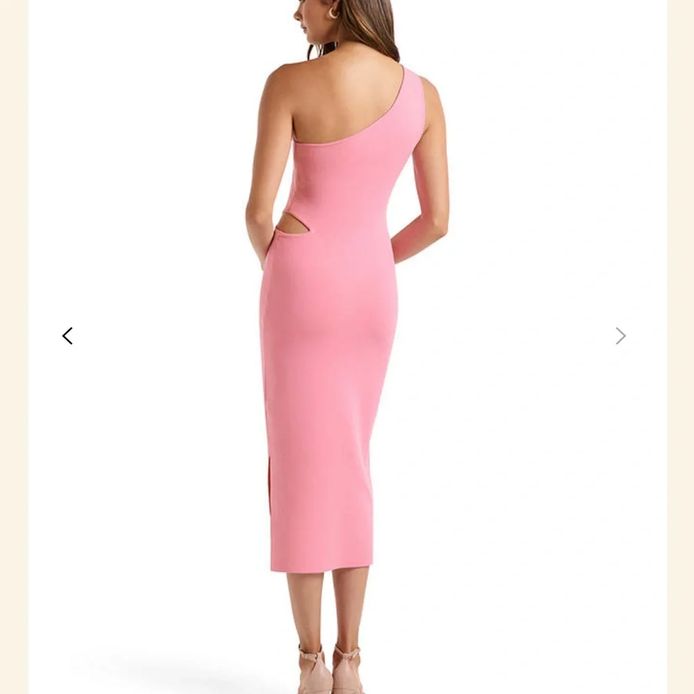 Ever New Everly One Shoulder Cut Out Midi Dress, Barbie - Picture 3 of 14